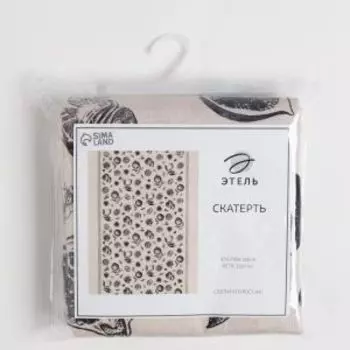 скатерть Этель Healthy life, размер: 110х147см, цвет беж/черный, репс 210г/м2, хлопок 100%