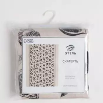 скатерть Этель Healthy life, размер: 180х147см, цвет беж/черный, репс 210г/м2, хлопок 100%