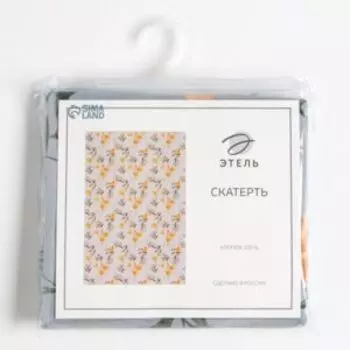 скатерть Этель Yellow poppies, размер: 149х110см, цвет сер/оранж., репс 210г/м2, хлопок 100%