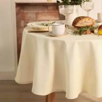 Скатерть круглая Этель Home, 146 см, хлопок, саржа 250 гр/м2, молочный