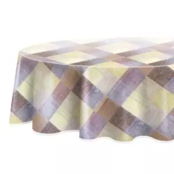 Скатерть с бейкой Бежевые квадраты, 130 см, ПВХ