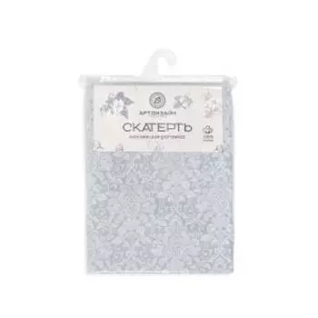 Скатерть столовая Арт Дизайн Вензель серый, 145х220 см, хлопок