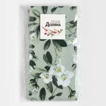 скатеть-дорожка Доляна Apple flowers, размер: 40х146см, рогожка 164 г/м2, хлопок 100%