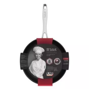 Сковорода TalleR Professional, 20 см, а/п покрытие, нерж. сталь, металлическая ручка, черный
