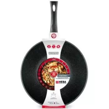 Сковорода-вок НМП Каменный, 28 см, литой алюминий, бакелитовая ручка, индукция