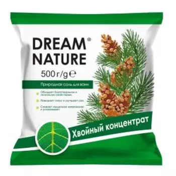 соль д/ванн DREAM NATURE Хвойный концентрат, природная, цветная, ароматизированная, 500г
