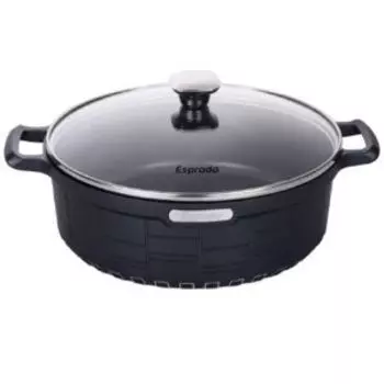 Сотейник Esprado Cuadro со стеклянной крышкой, 28 см, литой алюминий, индукция