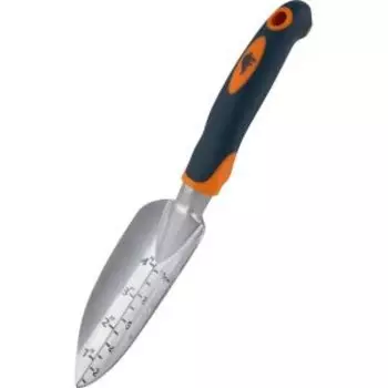 Совок садовый малый с мерной шкалой Leonord Orange Premium, 35х13 см, алюминий