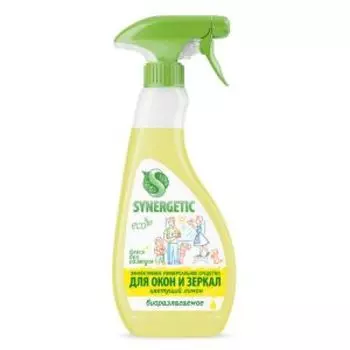 Средство для мытья стекол Synergetic Цветущий лимон, 500 мл, с триггером