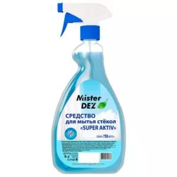 средство для стекол и зеркал Mister DEZ super aktiv , на спиртовой основе без аммиака, с добавлением ПАВ, 750 мл
