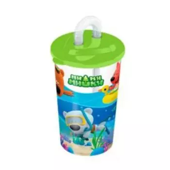 Стакан Ми-Ми-Мишки с трубочкой, 400 мл, пластик, зеленый