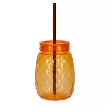 Стакан Pineapple с трубочкой, 600 мл, пластик