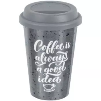 Стакан с крышкой Графит, 400 мл, фарфор/силикон