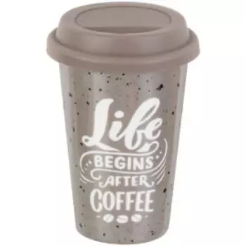 Стакан с крышкой Капучино, 400 мл, фарфор/силикон