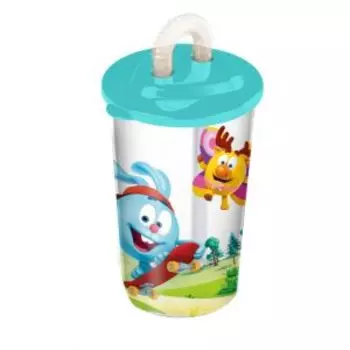 стакан Смешарики с трубочкой 400 мл, пластик
