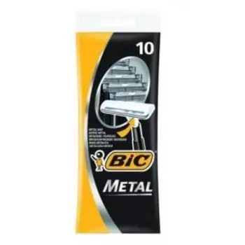 станок для бритья BIC Metal с защит. металлич. покрытием, однораз., 10шт