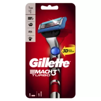 станок для бритья GILLETTE Mach3 Turbo 3D Red с 1 кассетой