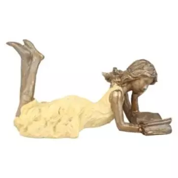 Статуэтка Девушка читает книгу, жёлтое платье, 6.5х9х14 см, полистоун