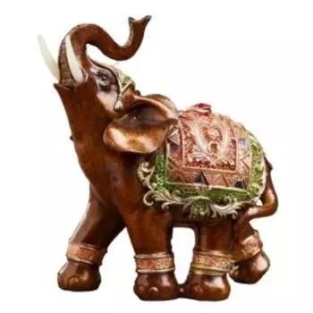 Статуэтка Карамельный слон в красно-золотой попоне с рубином, полистоун, в ассортименте