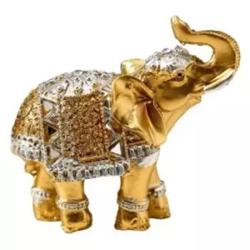 Статуэтка Золотой слон в зеркальной попоне, полистоун, в ассортименте