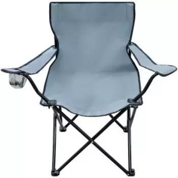 Стул складной Туристический с подстаканниками, 50х50х43/80 см, сталь/полиэстер, серый