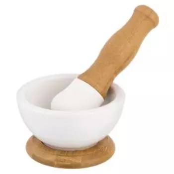 ступка ELAN GALLERY Снежная королева 9х9х5,5 см, 100 мл, с пестиком, фарфор, бамбук