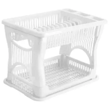 Сушилка для посуды 2-хярусная, 29х29х42 см, пластик, белая