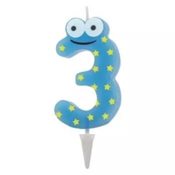 Свеча для торта Paterra, цифра 3, цвет в ассортименте