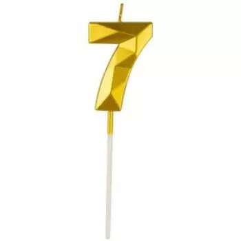 Свеча для торта Волшебная страна, цифра 7, золото