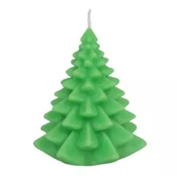 Свеча Елка маленькая, 6х7 см, зеленая, упаковка