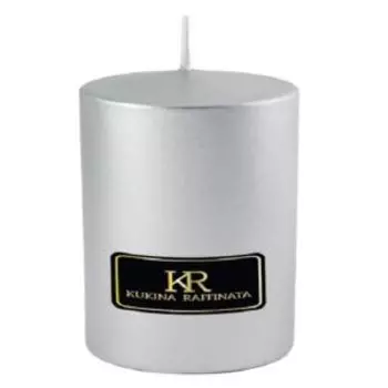 Свеча-столбик Kukina Raffinara лакированная, 4х6 см, серебро