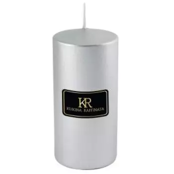 Свеча-столбик Kukina Raffinara лакированная, 5х10 см, серебро