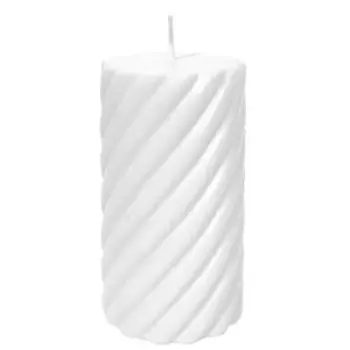Свеча-столбик Kukina Raffinara Виток лакированная, 5х10 см, белый