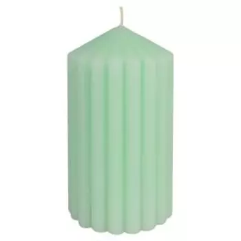 Свеча-столбик рифлёный, 7х15 см, мята
