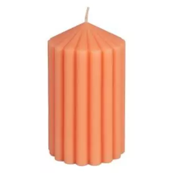 Свеча-столбик рифлёный, 7х15 см, персик