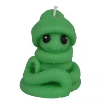Свеча Змея в шапке, 6.5х7.5 см, зеленая, упаковка