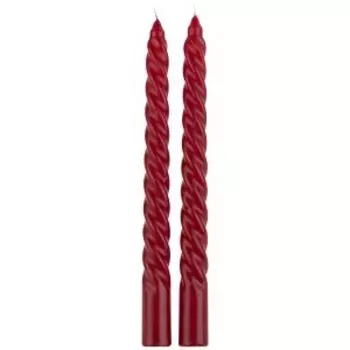 Свечи столовые витые, 2 шт, бордо