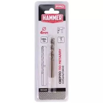 Сверло Hammer Flex 202-507 DR CO, 2 шт, 4 мм, 75 мм, кобальт, DIN338, HRC65-70