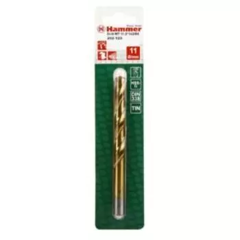 Сверло по металлу Hammer 202-123 DR MT, 11 мм, 142 мм, DIN338, HSS-G, TIN, 1 шт