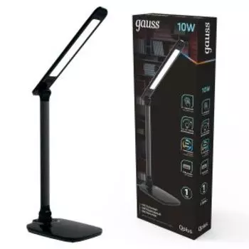 Светильник настольный Gauss Qplus, LED, 10 Вт, 3000-6000K, USB, диммируемый, черный