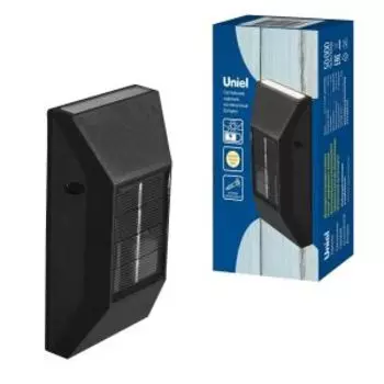 Светильник садово-парковый UNIEL настенный, LED, на солнечной батарее, IP44, черный