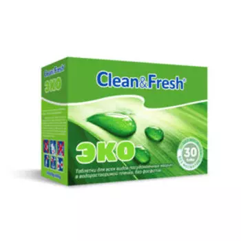 Таблетки для посудомоечной машины Clean&Fresh Eco All in 1, 30 шт
