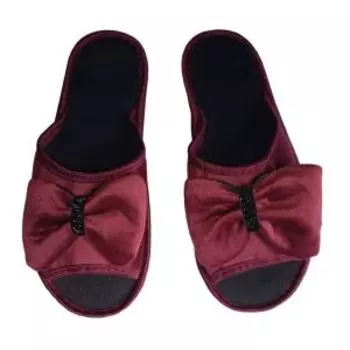 Тапочки домашние женские Siberia Home №70, размер 41, о/н, текстиль, бордовый/черный