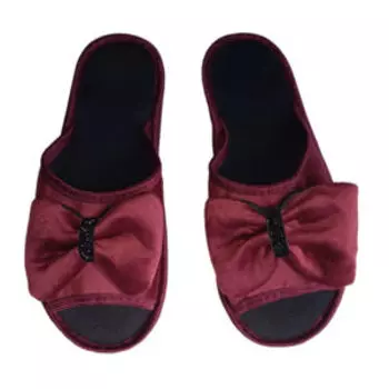 Тапочки домашние женские Siberia Home №70, размер 40, о/н, текстиль, бордовый/черный