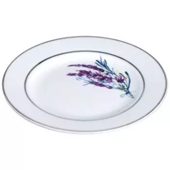 Тарелка десертная Лаванда с платиновой отводкой, 20 см, фарфор