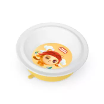 тарелка глубокая детская Малышарики на присосе 18 см, пластик