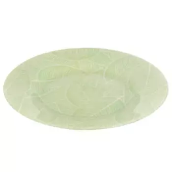 Тарелка обеденная Leaves зеленая, 26 см, стекло