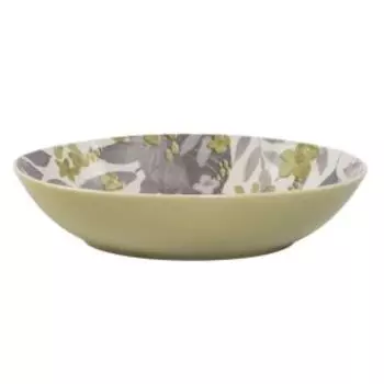 Тарелка суповая Domenik Blooming, 20 см, фарфор, зеленая