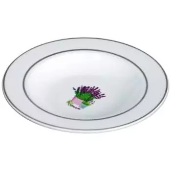 Тарелка суповая Лаванда с платиновой отводкой, 20 см, фарфор