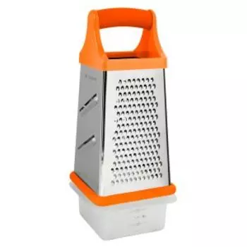 Терка четырехсторонняя Taller TR-21922 с контейнером, 10.2х10.2х21 см, нерж. сталь/пластик